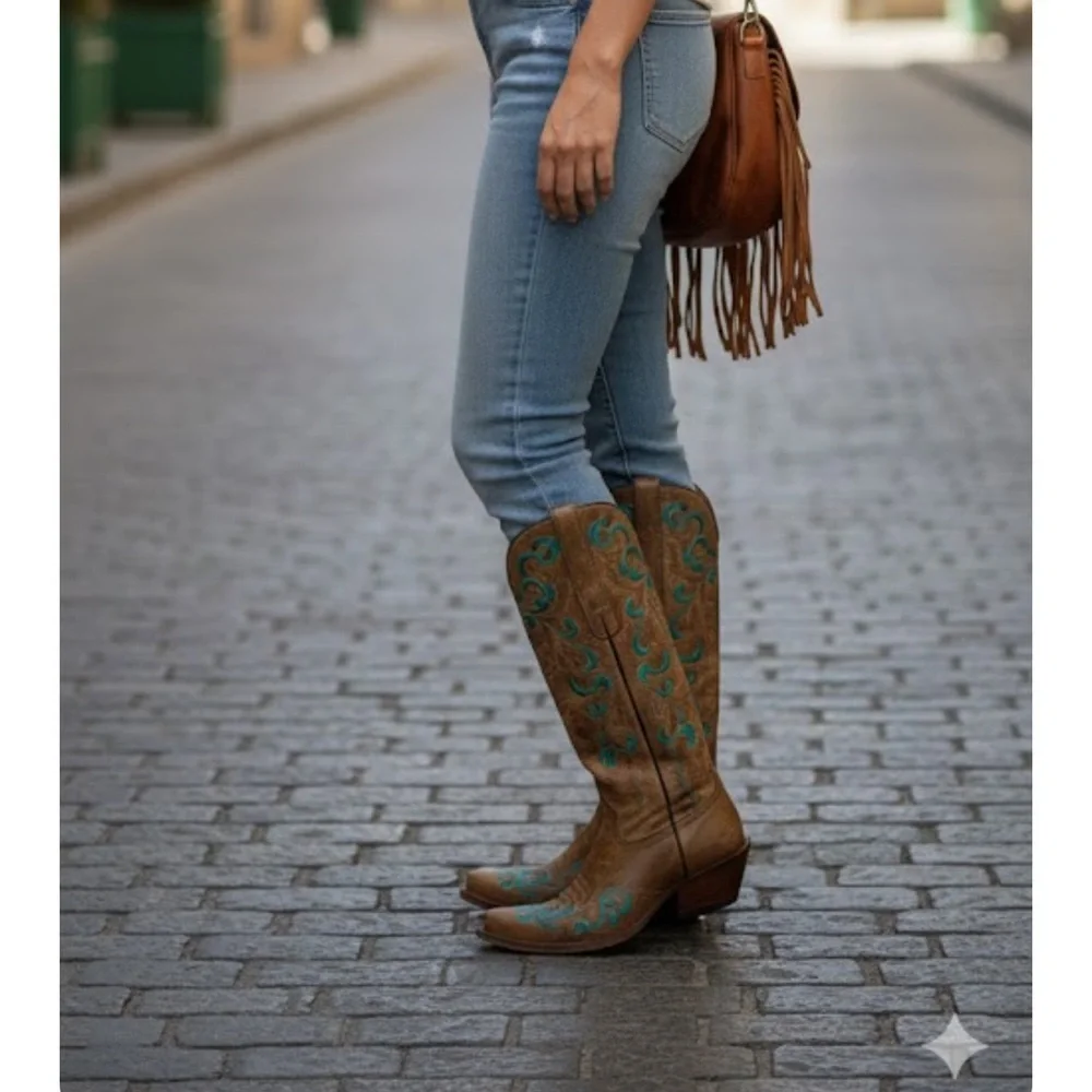 Corral Brown and Green Western Boots